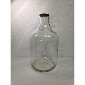 Vintage 1 Gallon Glass Jug With Handle Clear Glass Bottle Rustic Farmhouse Decor